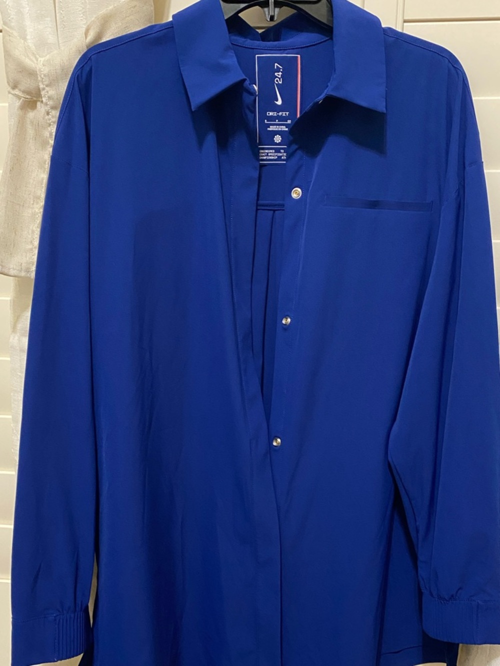 Nike 24.7 Dri-Fit Women’s Deep Royal Blue Button-Front Shirt